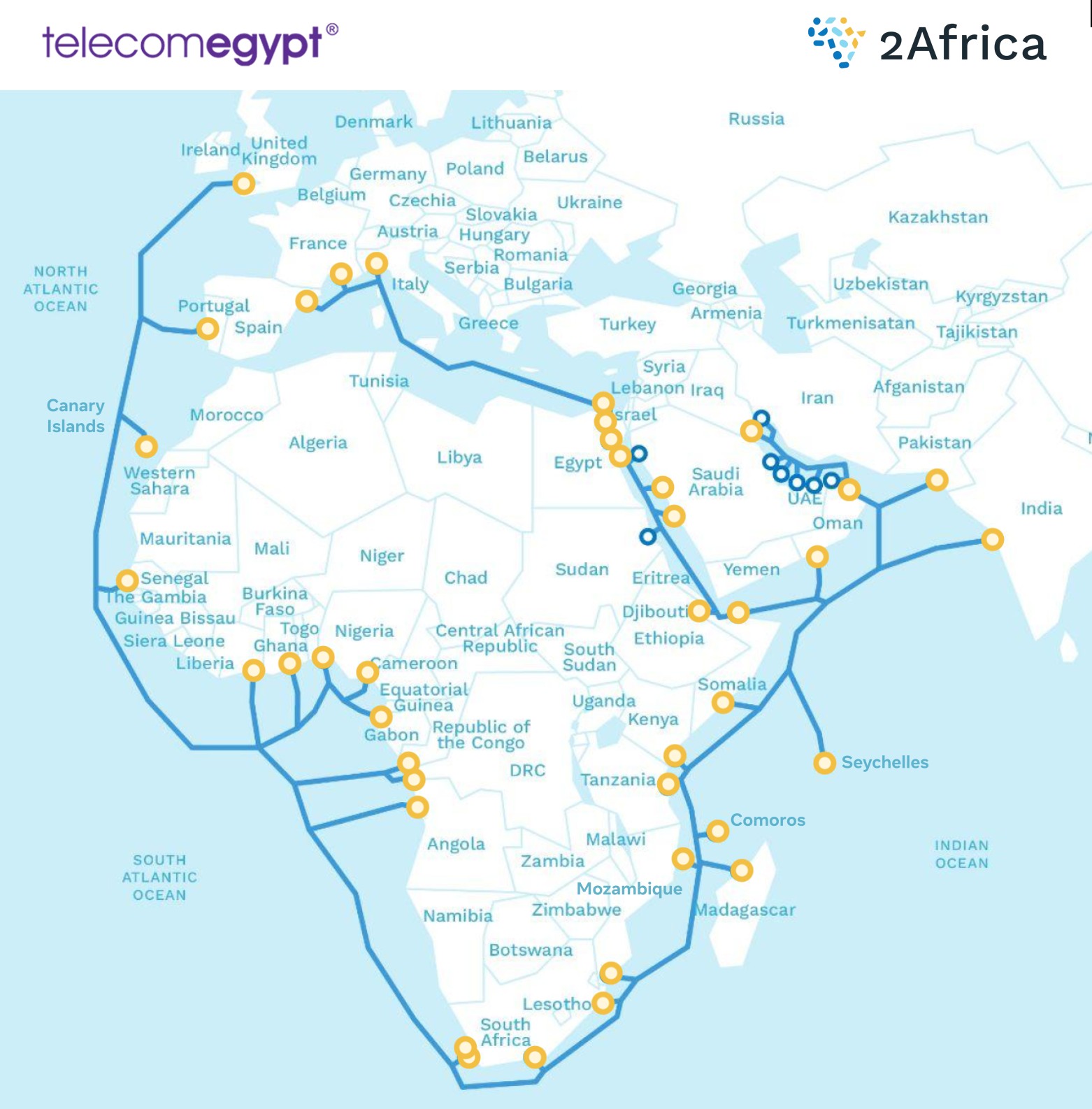 المصرية للاتصالات تعلن اكتمال البنية التحتية لكابل 2Africa البحري: أضخم مشروع ربط دولي